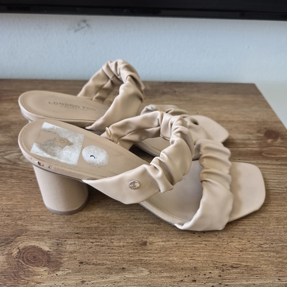 London fog tan chunky summer sandal heels size 8.5 women’s heels - Picture 4 of 9